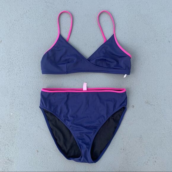 Y2K Victoria’s Secret Bikini navy fuchsia LARGE - Picture 1 of 5